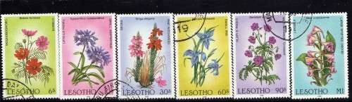 LESOTHO 1985 "WILD FLOWERS" SET OF 6 VFU. SG 661-6. CAT 10 POUNDS.