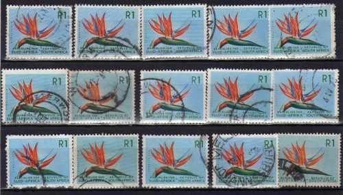 SOUTH AFRICA 1961-74 R1 DEFIN x 15 FINE - V.F. USED FROM SACC 209, 243, 273, 337. CAT R255 +++