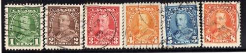 CANADA 1935 DEFIN PART SET OF 6 (1c - 8c) VFU. SG 341 - 346. CAT 6,90 POUNDS.