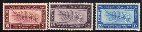 EGYPT 1938 "LEPROSY RESEARCH CONGRESS" SET OF 3 LMM(*). SG 273-5. CAT 6,70 POUNDS.