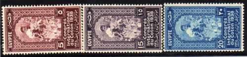 EGYPT 1938 "COTTON CONGRESS CAIRO" SET OF 3 LMM(*). SG 266-68. CAT 7 POUNDS.