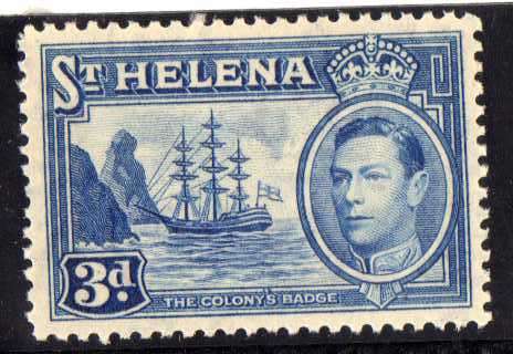 ST HELENA 1938 DEFIN 3d ULTRAMARINE LMM(*). SG 135. CAT 80 POUNDS.