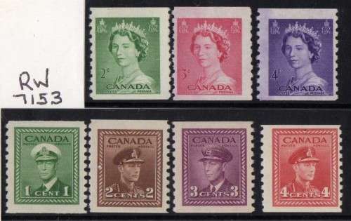 CANADA TWO SETS OF COIL STAMPS 1942 & 1953 MINT. CAT 25,50 POUNDS.