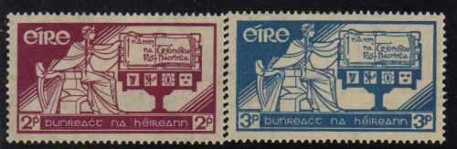 IRELAND 1937 "CONSTITUTION DAY" SET OF 2 LMM. SG 105-6. CAT 7 POUNDS.