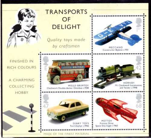 GREAT BRITAIN 2003 "TRANSPORT TOYS" MINI SHEET UMM. SG MS 2402. CAT 6 POUNDS.