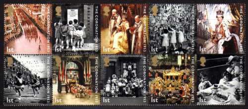 GREAT BRITAIN 2003 "50TH ANNIV CORONATION" SET OF 10 UMM. SG 2368-77. CAT 9,50 POUNDS.