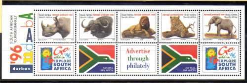 SOUTH AFRICA 1996 BIG 5 INDABA SHEETLET UMM. SACC 946. CAT R200. (2023-25)