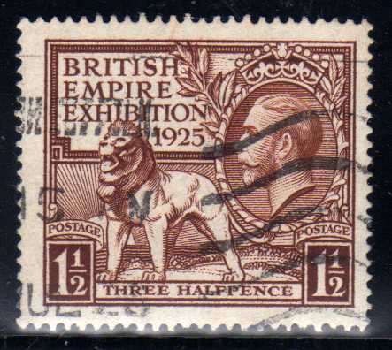 GREAT BRITAIN 1925 "EMPIRE EXHIBITION" 1,5d BROWN FINE USED. SG 433. CAT 70 POUNDS.