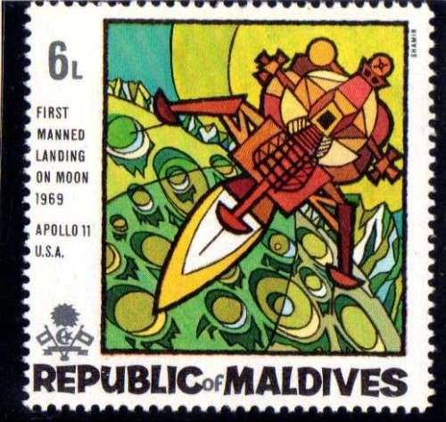 MALDIVE ISLANDS 1969 "FIRST MAN ON THE MOON" SET OF 4 L.M.M. SG 305-308. CAT 7 POUNDS.