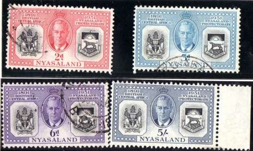 NYASALAND 1951 DIAMOND JUBILEE SET OF 4 VFU. SG 167-70. CAT 11,50 POUNDS.