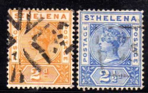 ST HELENA 1890-97 DEFIN 2d & 2,5d VFU. SG 49 AND 50. CAT 24 POUNDS.