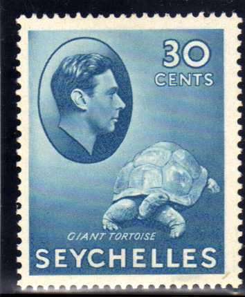 SEYCHELLES 1938 DEFINITIVE 30c BLUE CHALKY PAPER LMM (*). SG 142a. CAT 18 POUNDS.