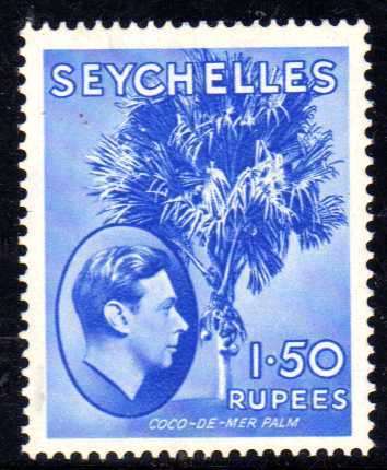SEYCHELLES 1938 DEFIN 1.50R ULTRAMARINE CHALKY PAPER LMM. SG 147. CAT 28 POUNDS.