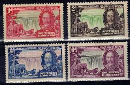 SOUTHERN RHODESIA 1935 SILVER JUBILEE SET OF 4 MOUNTED MINT. SACC 32-35 . CAT R440.