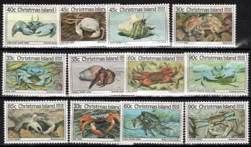 CHRISTMAS ISLAND 1985 CRABS 3 SETS OF 4 MINT NO GUM. SG 195-206. CAT 21.25 POUNDS.