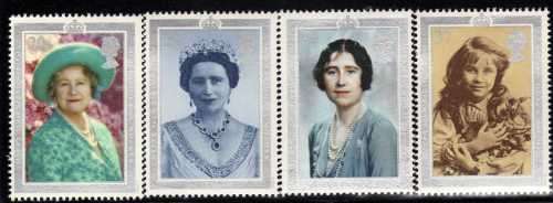 GREAT BRITAIN 1990 "90TH BIRTHDAY QUEEN MOTHER" SET OF 4 UMM. SG 1507-10. CAT 6,60 POUNDS.