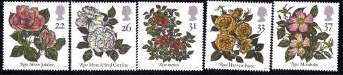 GREAT BRITAIN 1991 "WORLD ROSES CONGRESS" SET OF 5 UMM(**). SG 1568-72. CAT 5 GBP.