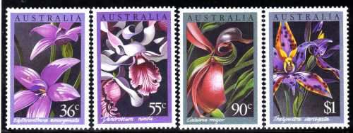 AUSTRALIA 1986 ORCHIDS SET OF 4 U.M.M. SG 1032-35. CAT 6,75 POUNDS.