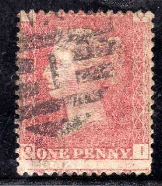GREAT BRITAIN 1858-79 1d ROSE RED PLATE 152 GOOD USED. SG 43. CAT 6 POUNDS.