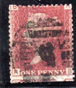 GREAT BRITAIN 1858-79 1d ROSE RED PLATE 168 GOOD USED. SG 43. CAT 9 POUNDS.