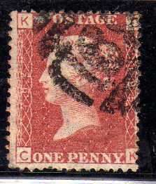 GREAT BRITAIN 1858-79 1d ROSE RED PLATE 195 FINE USED. SG 43. CAT 9 POUNDS.