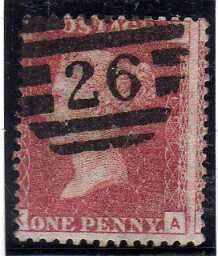 GREAT BRITAIN 1858-79 1d ROSE RED PLATE 194 FINE USED. SG 43. CAT 9 POUNDS.