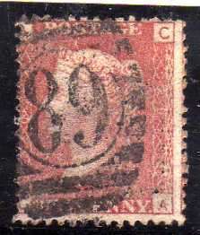 GREAT BRITAIN 1858-79 1d ROSE RED PLATE 203 GOOD USED. SG 43. CAT 18 POUNDS.