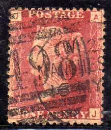GREAT BRITAIN 1858-79 1d ROSE RED PLATE 216 GOOD USED. SG 43. CAT 20 POUNDS.