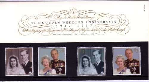 GREAT BRITAIN 1997 "ROYAL GOLDEN WEDDING" SET OF 4 UMM IN PRESENTATION PACK SG 2011-14. CAT 6,35 GBP