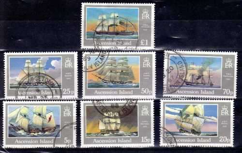 ASCENSION 1986 "ROYAL NAVY SHIPS" PART SET OF 7 VFU.