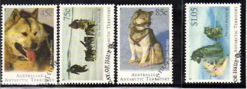 AUSTRALIAN ANTARCTIC TERRITORY 1994 HUSKIES SET OF 4 VFU. SG 104-107. CAT 8,50 POUNDS.
