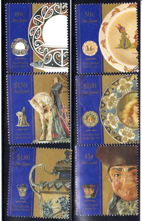 NEW ZEALAND 1993 "ROYAL DOULTON CERAMICS" SET OF 6 VFU. SG 1713-18. CAT 7,50 POUNDS.