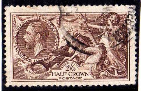 GREAT BRITAIN 1934 RE-ENGRAVED SEAHORSE 2/6d VFU. SG 450. CAT 40 POUNDS.