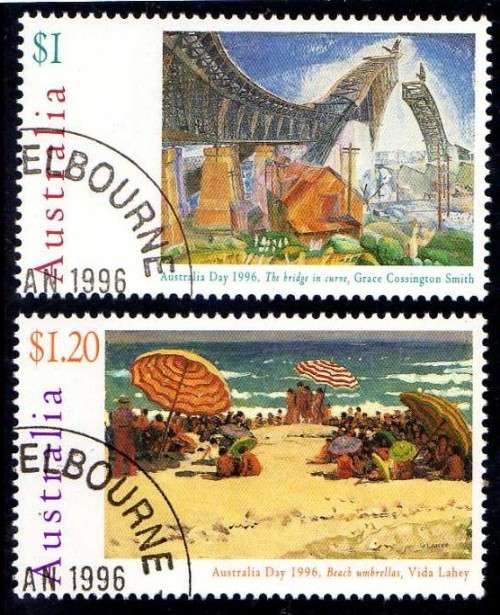 AUSTRALIA 1996 "AUSTRALIA DAY - PAINTINGS" SET OF 4 VFU. SG 1573-76 CAT 8,30 POUNDS.
