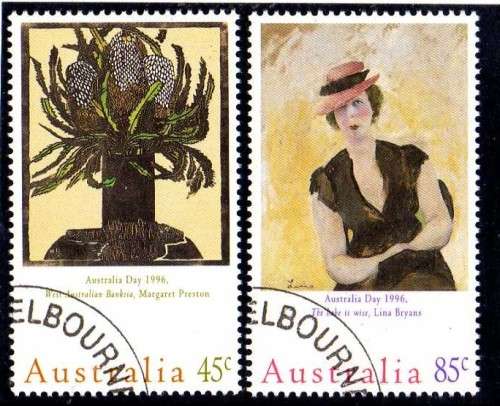 AUSTRALIA 1996 "AUSTRALIA DAY - PAINTINGS" SET OF 4 VFU. SG 1573-76 CAT 8,30 POUNDS.