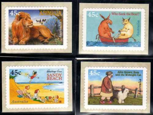 AUSTRALIA 1996 "50TH ANNIV OF CHILDREN'S BOOK COUNCEL AWARDS" 2 SETS OF 4. SG 1630-33. CAT 4,80 GBP.