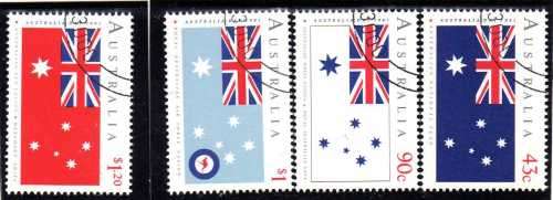 AUSTRALIA 1991 "AUSTRALIAN FLAGS" SET OF 4 VFU. SG 1275-78. CAT 4,65 GBP.