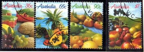 AUSTRALIA 1987 "AUSTRALIAN FRUIT" SET OF 4 VFU. SG 1050-53. CAT 6 GBP.