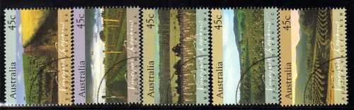 AUSTRALIA 1992 "VINEYARD REGIONS" SET OF 5 VFU. SG 1347-51. CAT 5,50 POUNDS.