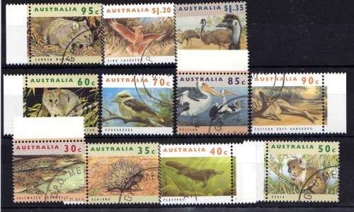 AUSTRALIA 1992 "AUSTRALIAN WILDLIFE" (1ST SERIES) SET OF 11 VFU. SG 1361-71. CAT 14,50 GBP.