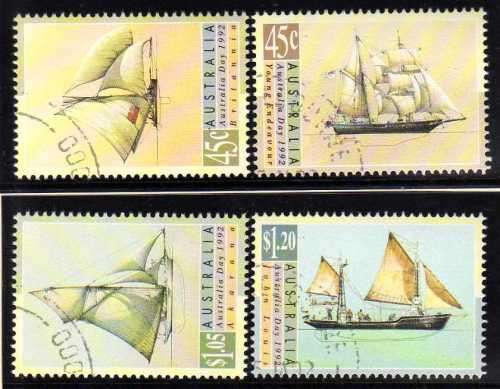 AUSTRALIA 1992 "AUSTRALIA DAY SAILING SHIPS" SET OF 4 VFU. SG 1333-36. CAT 5,75 GBP.