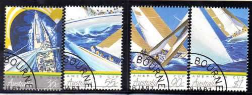 AUSTRALIA 1987 "AMERICA'S CUP YACHTING" SET OF 4 VFU. SG 1046-49. CAT 5,45 GBP