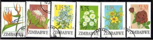 ZIMBABWE 1994 "EXPORT FLOWERS" SET OF 6 VFU. SG 876-81. CAT 6,50 POUNDS.