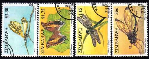 ZIMBABWE 1995 "INSECTS" SET OF 4 VFU. SG 904-07. CAT 6,50 POUNDS.