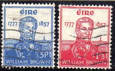 IRELAND 1957 DEATH TERCENT ADMIRAL BROWN SET OF 2 FINE USED. SG 168-69. CAT 16,20 POUNDS.