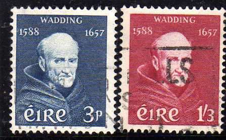 IRELAND 1957 DEATH TERCENT LUKE WADDING SET OF 2 VFU. SG 170-171. CAT 8,60 POUNDS.
