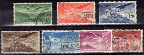IRELAND 1948-65 "AIR" SET OF 7 FINE USED. SG 140-143b. CAT 26 POUNDS. (2018)