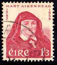 IRELAND 1958 "DEATH CENT MOTHER MARY AIKENHEAD" 1/3d VFU. SG 175. CAT 8 POUNDS.