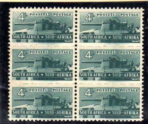 SOUTH AFRICA 1942-44 SMALL WARS 4d BLOCK OF 2 UNITS UMM. SACC 100. CAT R440.
