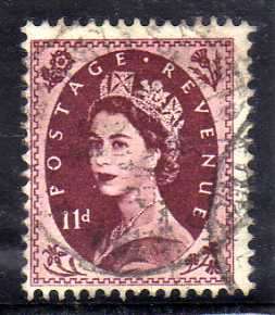 GREAT BRITAIN 1952-4 DEFINITIVE 11d FINE USED. W/MARK TUDOR CROWN. SG 528. CAT 15 POUNDS.